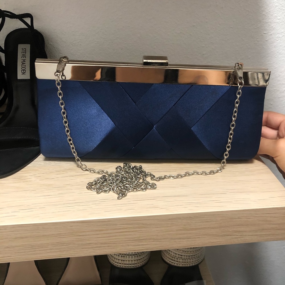 Navy blue evening clutch